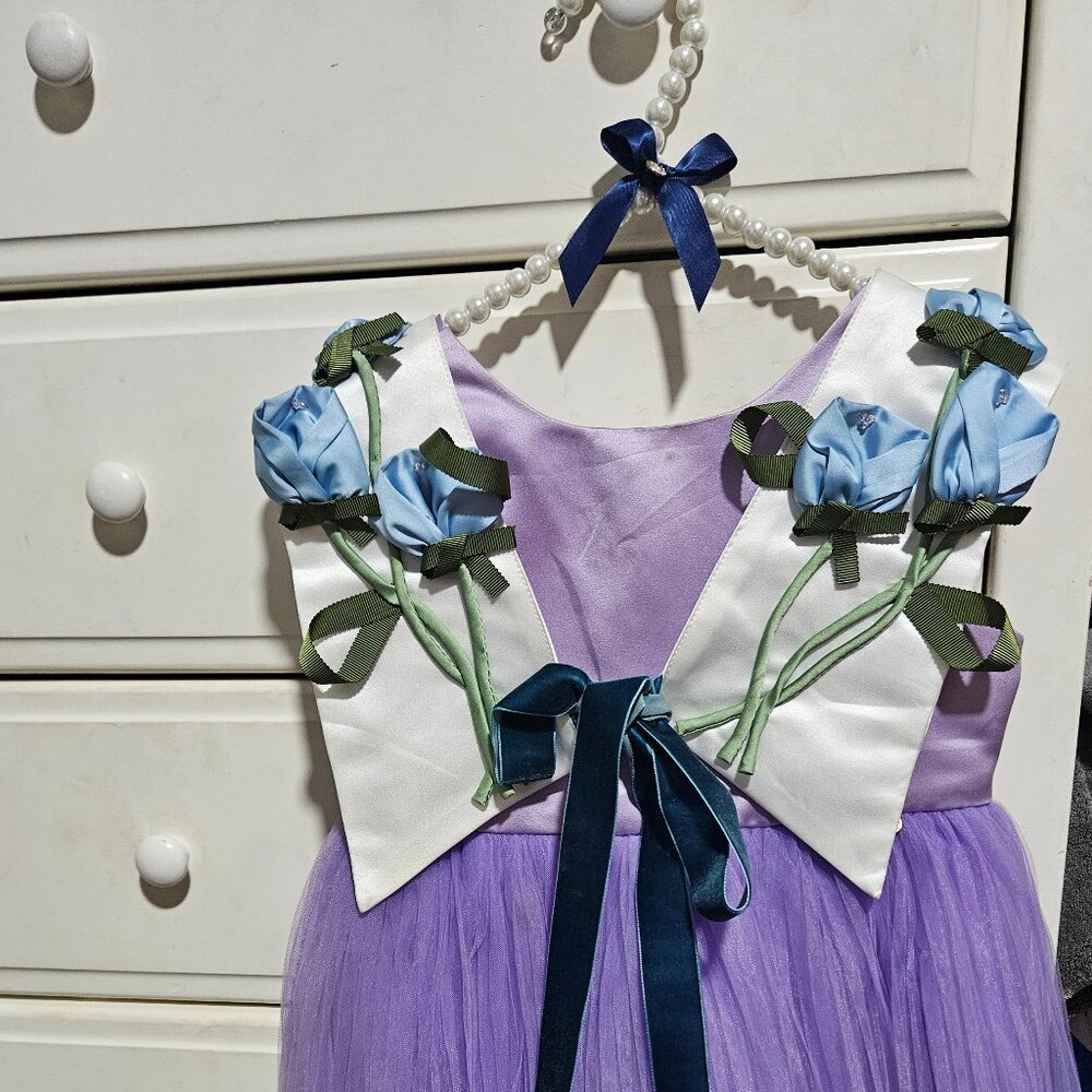Le Mu Girls Purple Satin & Tulle Tulips Dress